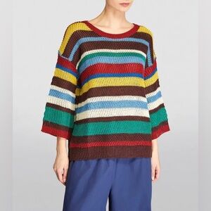 Weekend Max Mara Multicolored Striped Linen Sweater Size Extra Small